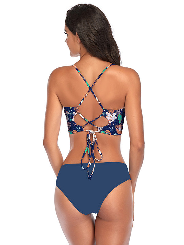 Bikini-Badeanzug mit Blumenmuster und hoher Taille 