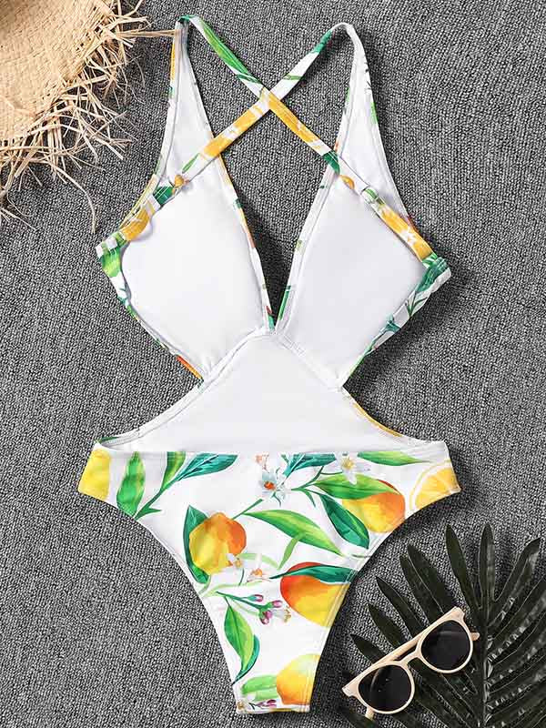 Monokini V-Neck Belly-Hollowed One-Piece Swimwear