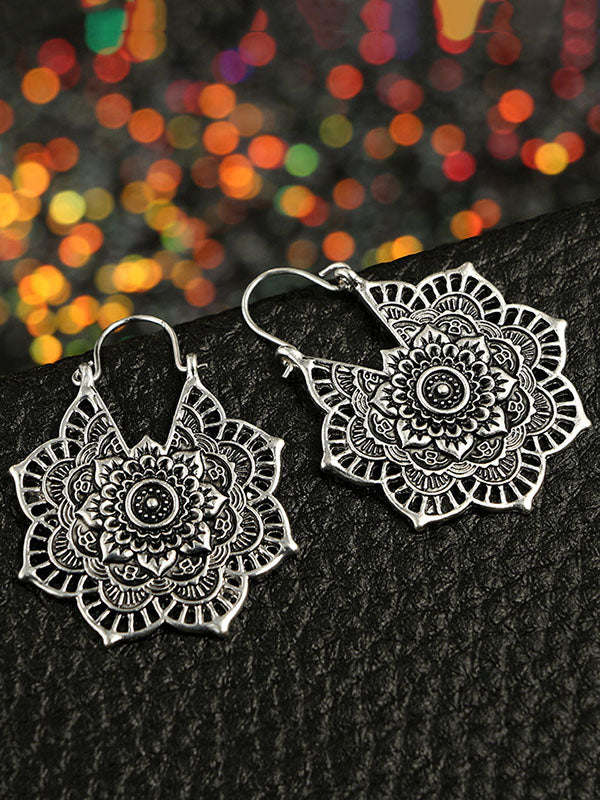 Vintage Hollow Alloy Flower Earring Accessories