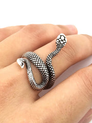 Vintage Asymmetric Silvering Snake Ring