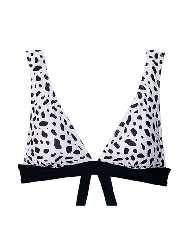 Sleeveless Leopard Padded Bralette Tie Side Bikini Swimwear