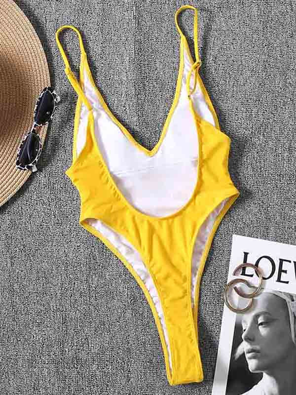 Simple Sleeveless Backless Tight One-Piece Swimwear