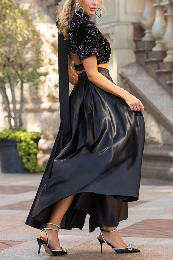 Amazing Views Satin High Waist Slit Maxi Skirt