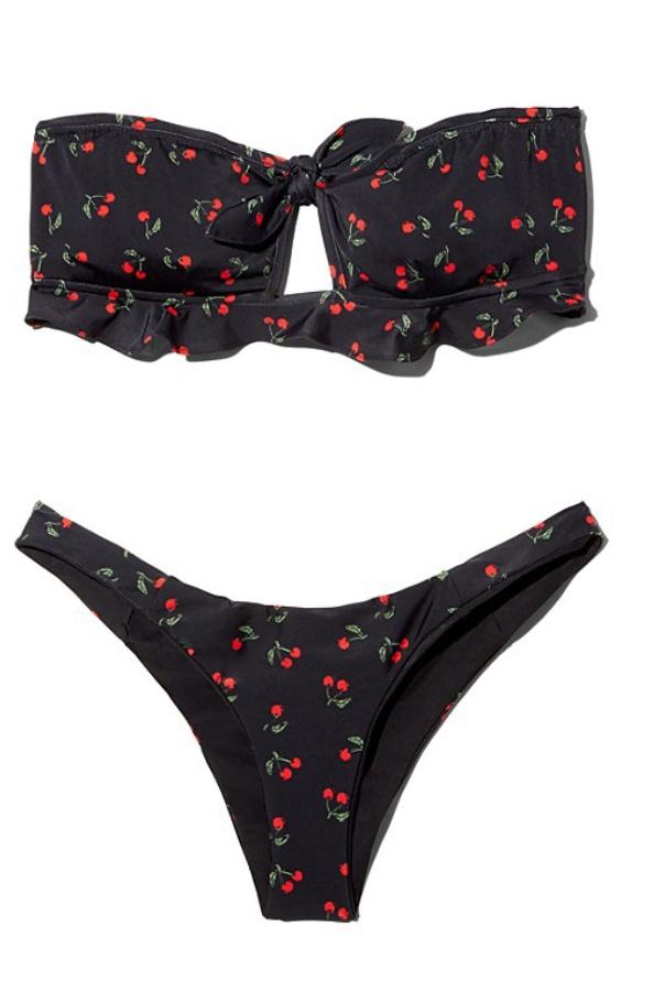 Gail Printed Cherry Bow-tie Bikini