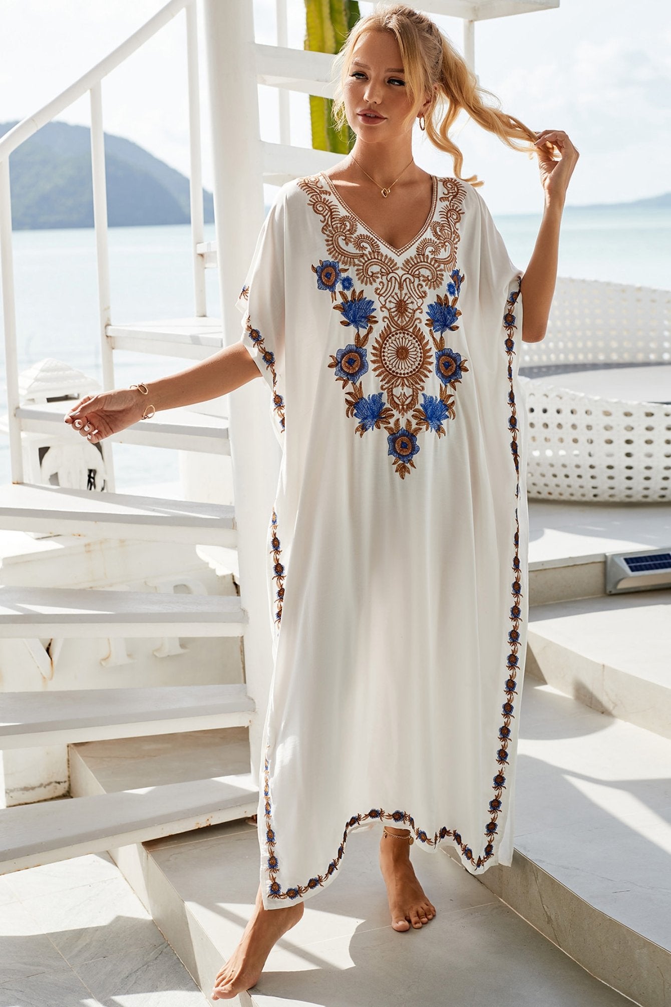 Gene Embroidered Maxi Kaftan