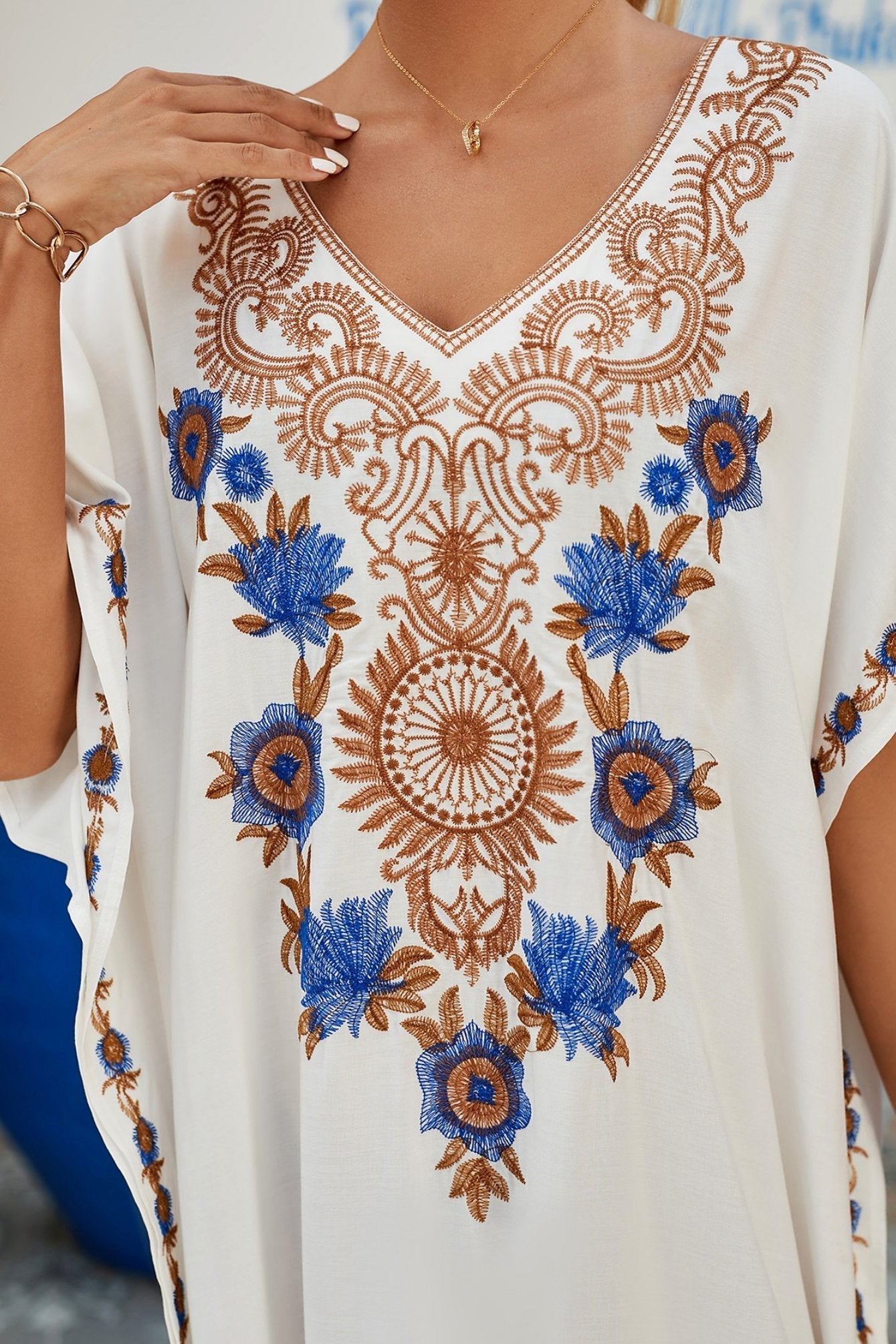 Gene Embroidered Maxi Kaftan