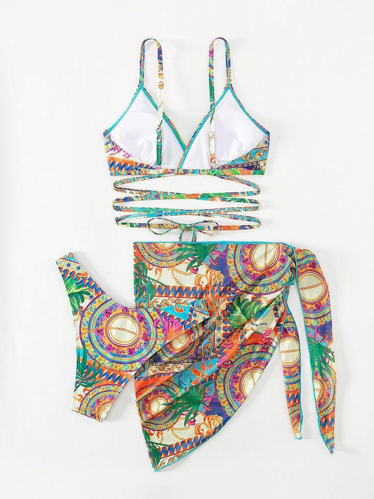 Dreiteiliges Bikini-Set „Jane“ mit Print 