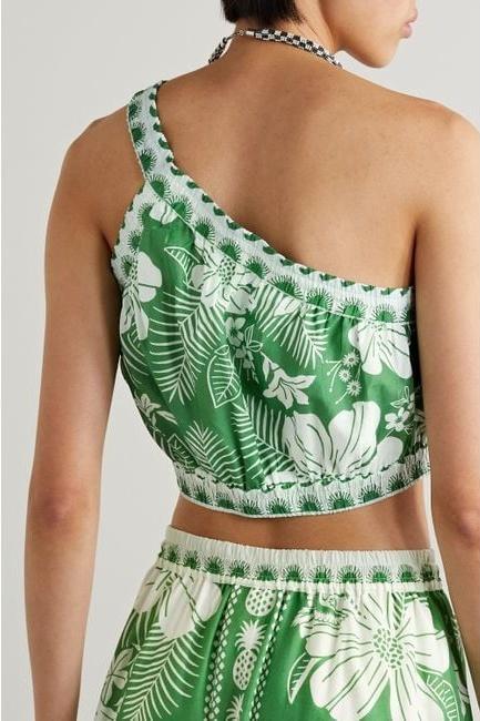 Jasmine One-shoulder Tropical Swim Set