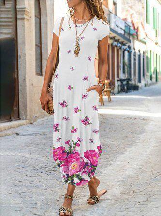 Floral Print Short Sleeve Dress