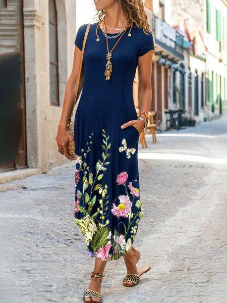 Floral Print Short Sleeve Dress