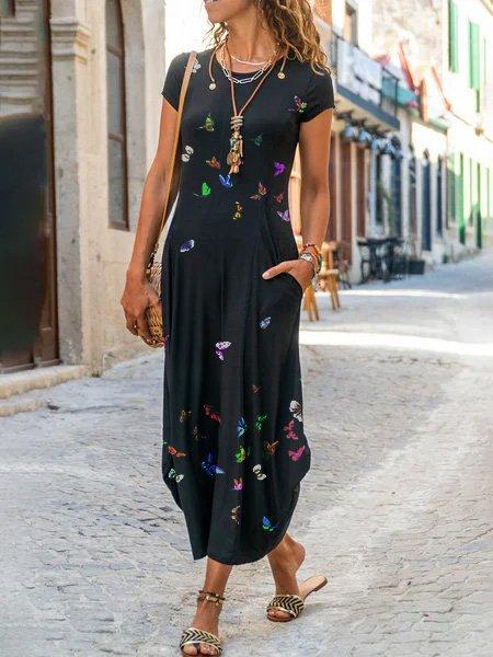 Floral Print Short Sleeve Dress