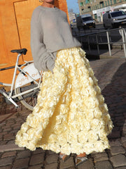 Rock mit hoher Taille und dreidimensionalen Blumen