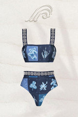 Kara Algae Printed Three-piece Swim Set