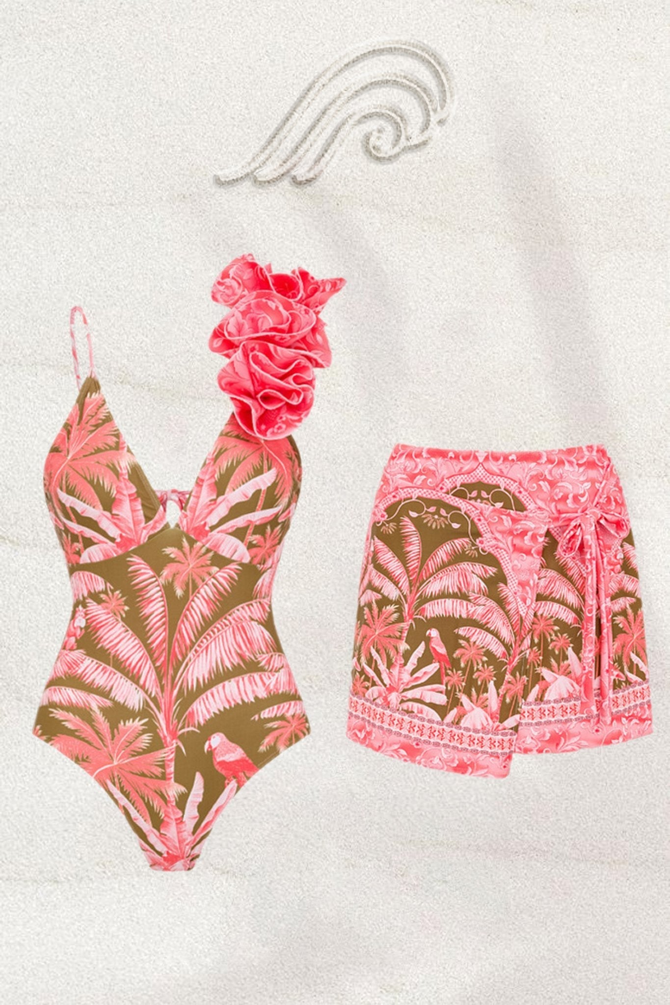 Karena Tropical Printed Two-pieces Swim Set