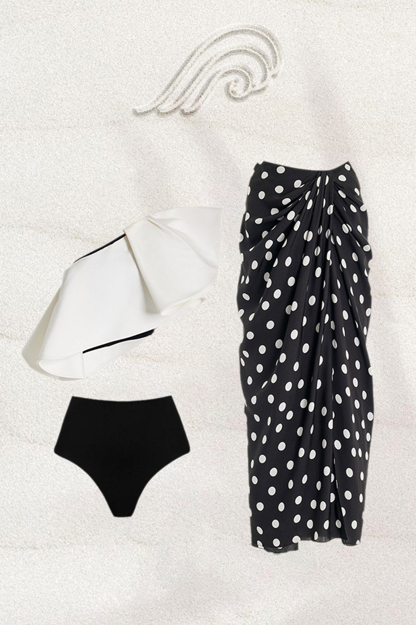 Lindsay One-Shoulder Polka Dot Swim Set