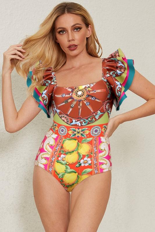 Lucinda Printed Ruffle Two-pieces Swim Set