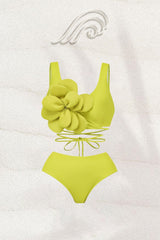 Marta Flower Lace-up Three-piece Swim Set