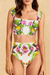 Nate Printed Ruffle Three-pieces Swim Set