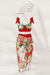 Poppy Retro Printed Three-pieces Swim Set