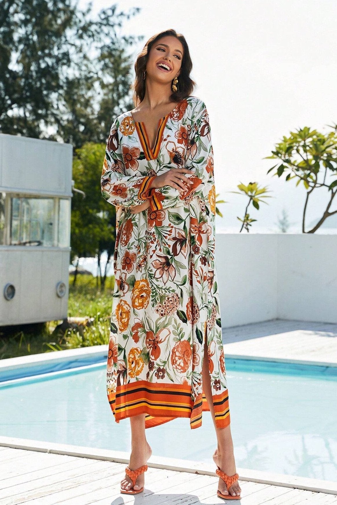 Vera Floral Printed Maxi Kaftan