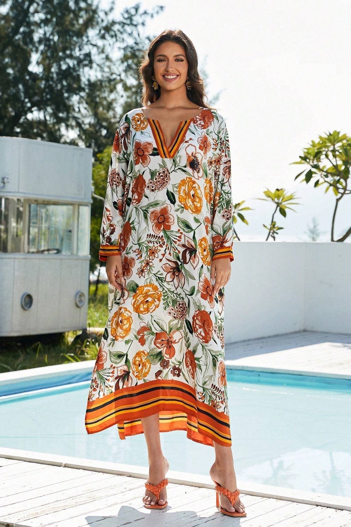 Vera Floral Printed Maxi Kaftan