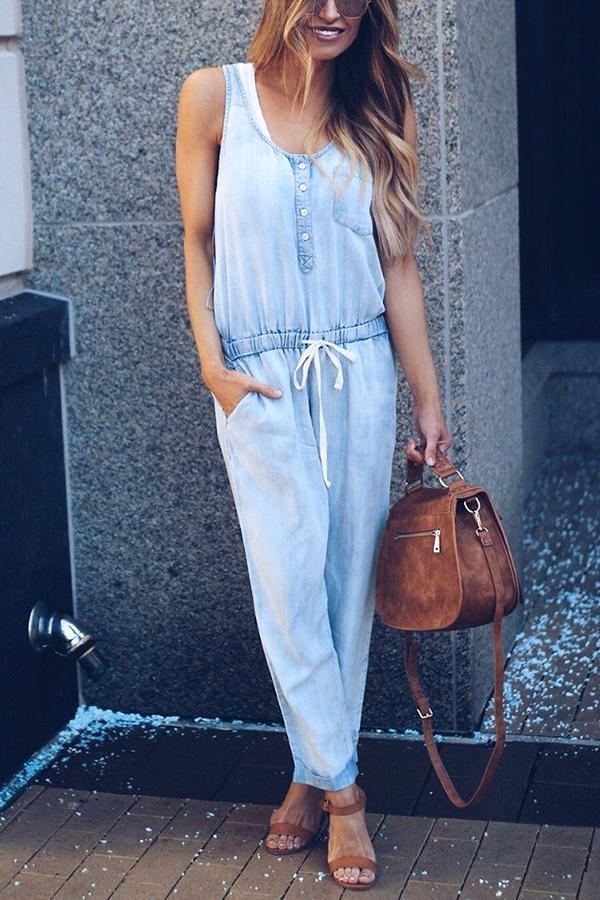 New Ideas Denim-Jumpsuit mit Taschen