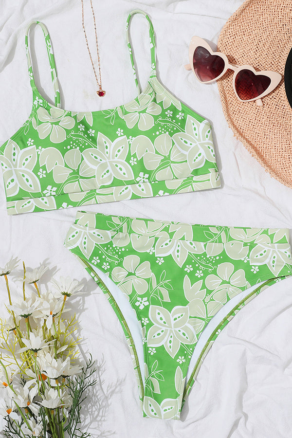 Gewagtes Bikini-Set mit Blumenmuster und hoher Taille