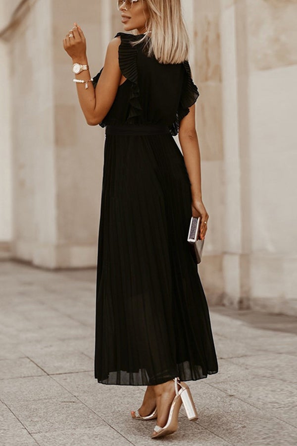 Lost Soul V Neck Pleated Maxi Dress