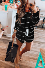 Off The Shoulder Striped Loose One-piece Romper