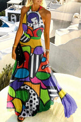 Soul Abstract Art Printed Maxi Dress