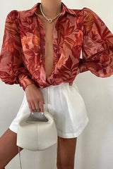 Whisk Me Away Printed Balloon Sleeves Blouse