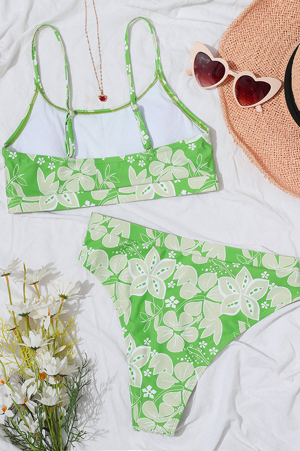 Gewagtes Bikini-Set mit Blumenmuster und hoher Taille