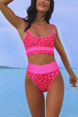 Exquisiter Bikini mit hoher Taille und Leopardenmuster