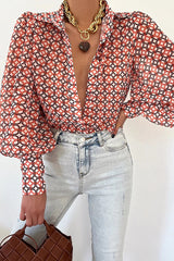 Whisk Me Away Printed Balloon Sleeves Blouse