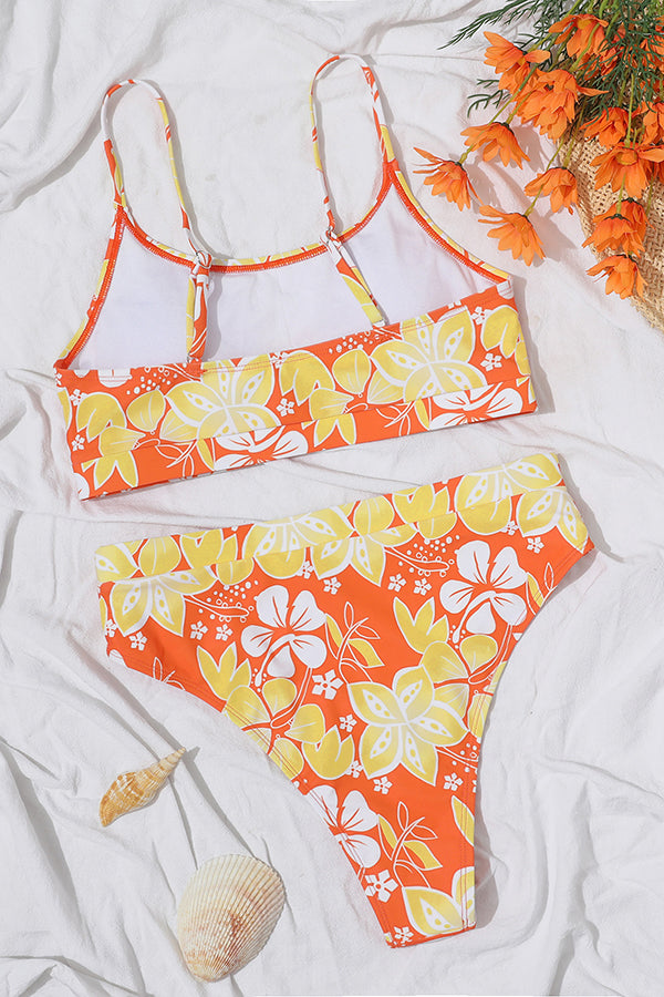 Gewagtes Bikini-Set mit Blumenmuster und hoher Taille