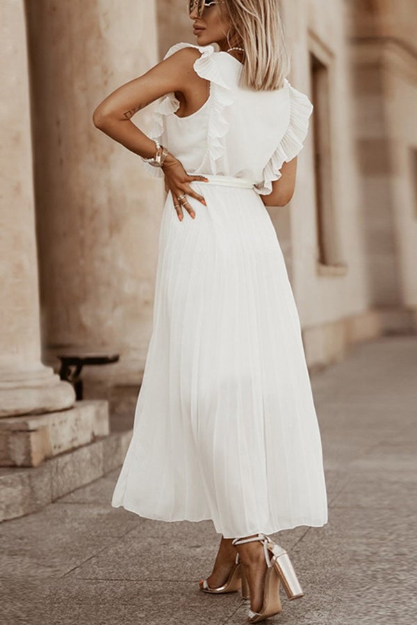 Lost Soul V Neck Pleated Maxi Dress