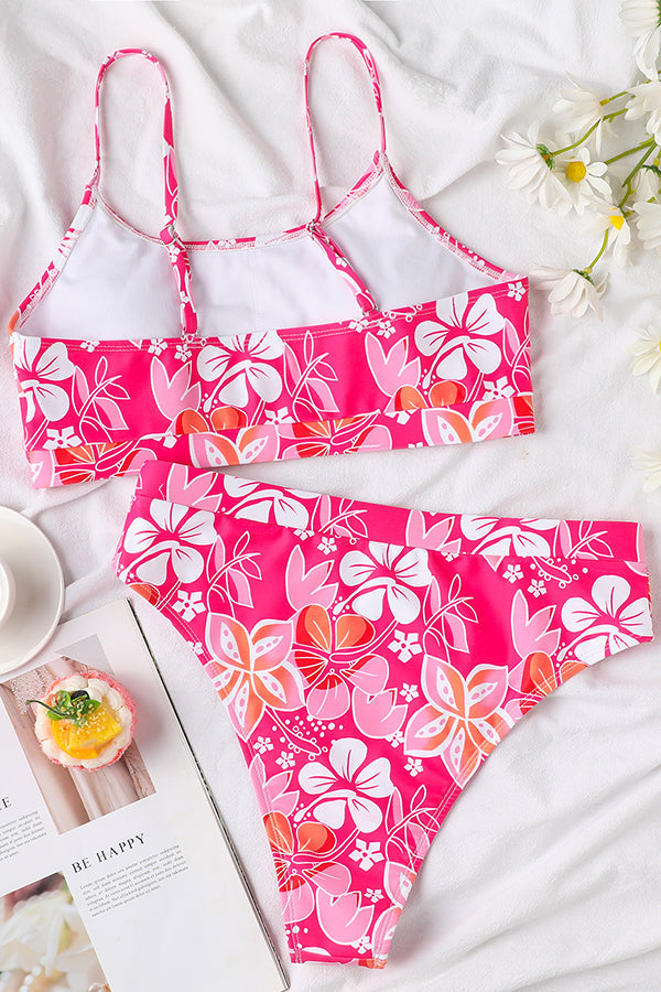 Gewagtes Bikini-Set mit Blumenmuster und hoher Taille