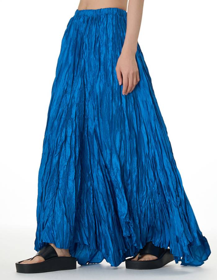 Flowing draped smocked skirt