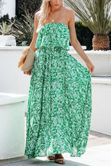 Summer Lover Strapless Palm Print Maxi Dress