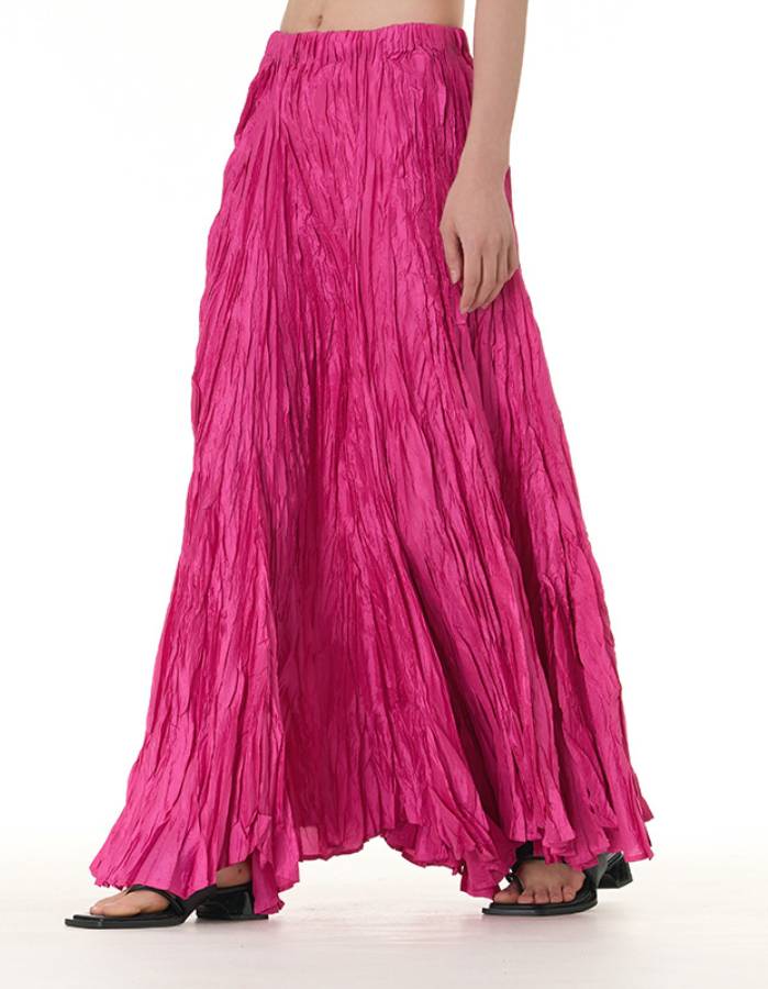 Flowing draped smocked skirt