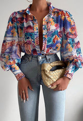 Whisk Me Away Printed Balloon Sleeves Blouse