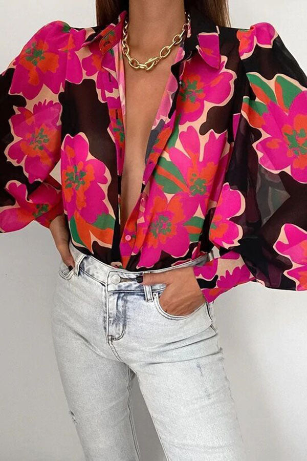 Whisk Me Away Printed Balloon Sleeves Blouse