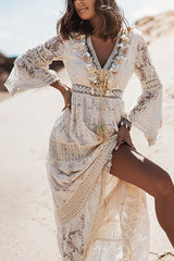 Dream Catcher Lace Patchwork Tassel Maxi Dress