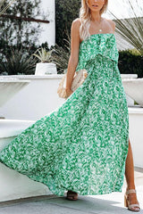 Summer Lover Strapless Palm Print Maxi Dress