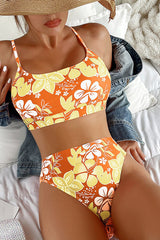 Gewagtes Bikini-Set mit Blumenmuster und hoher Taille