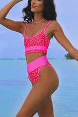 Exquisiter Bikini mit hoher Taille und Leopardenmuster